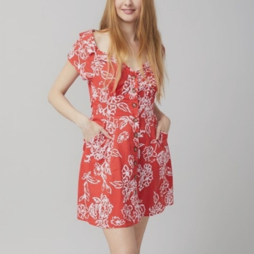 𝅺FREE PEOPLE A Thing Called Love Floral Linen Blend Mini Dress